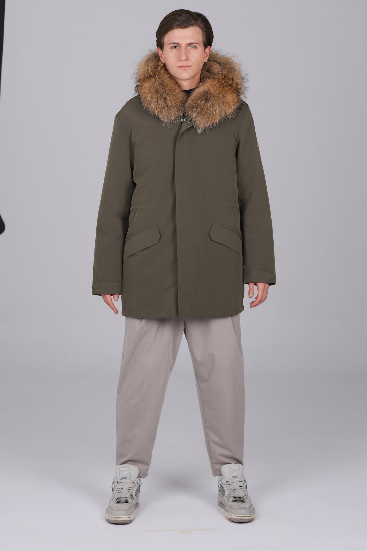 Long parka in waterproof cotton blend Raccon and rex rabbit