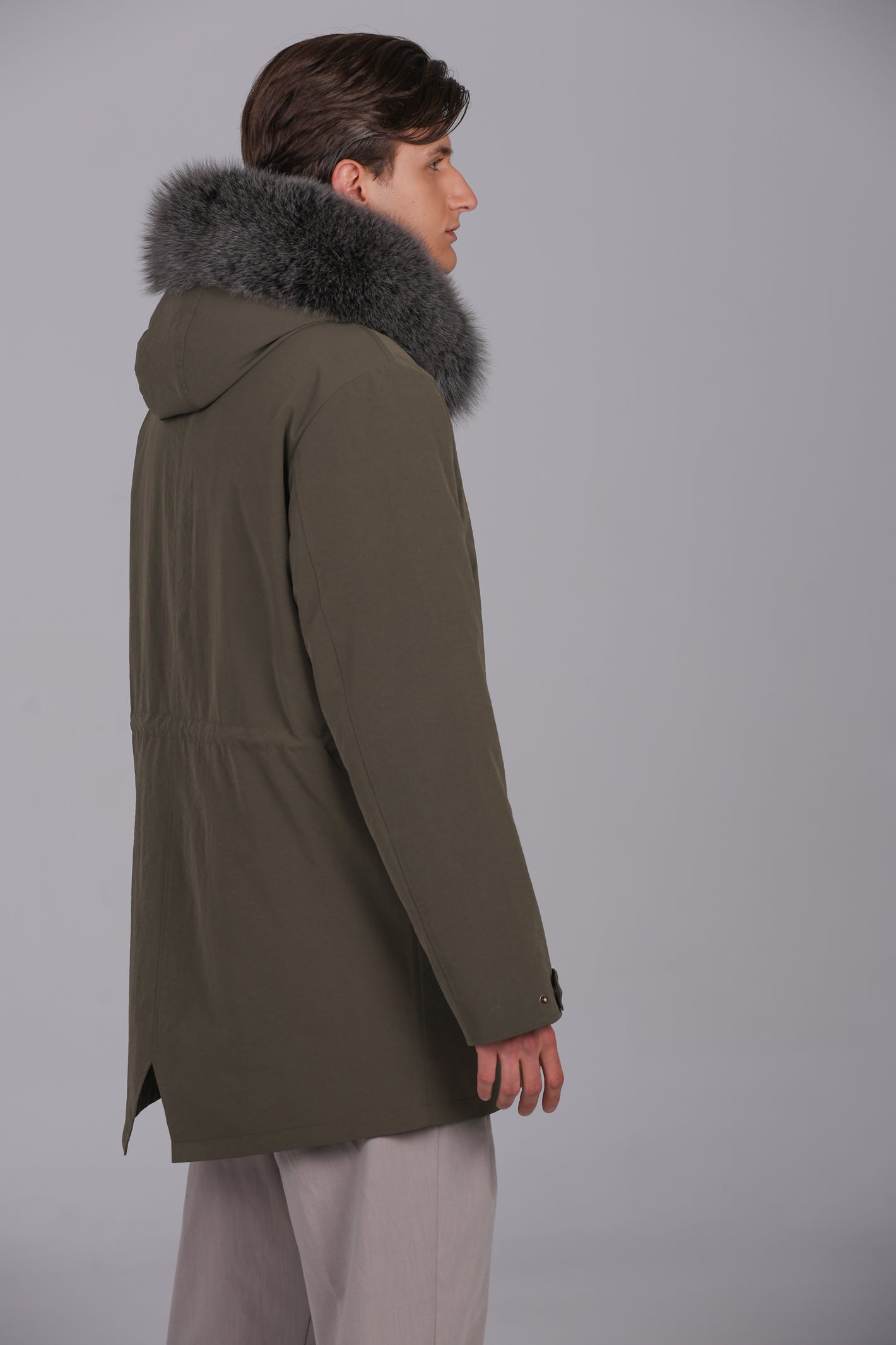 Long parka in waterproof fox and rex rabbit cotton blend