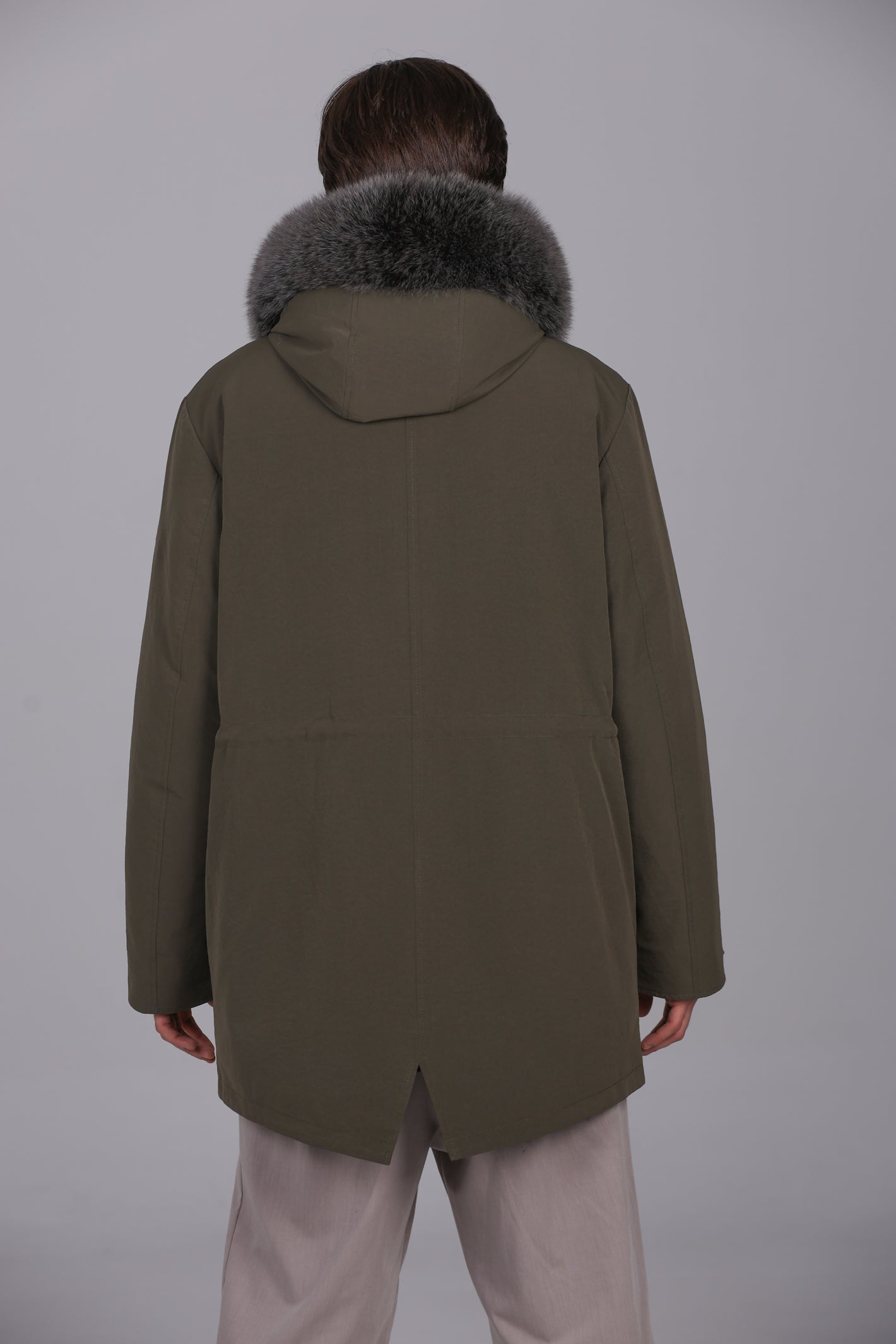 Long parka in waterproof fox and rex rabbit cotton blend