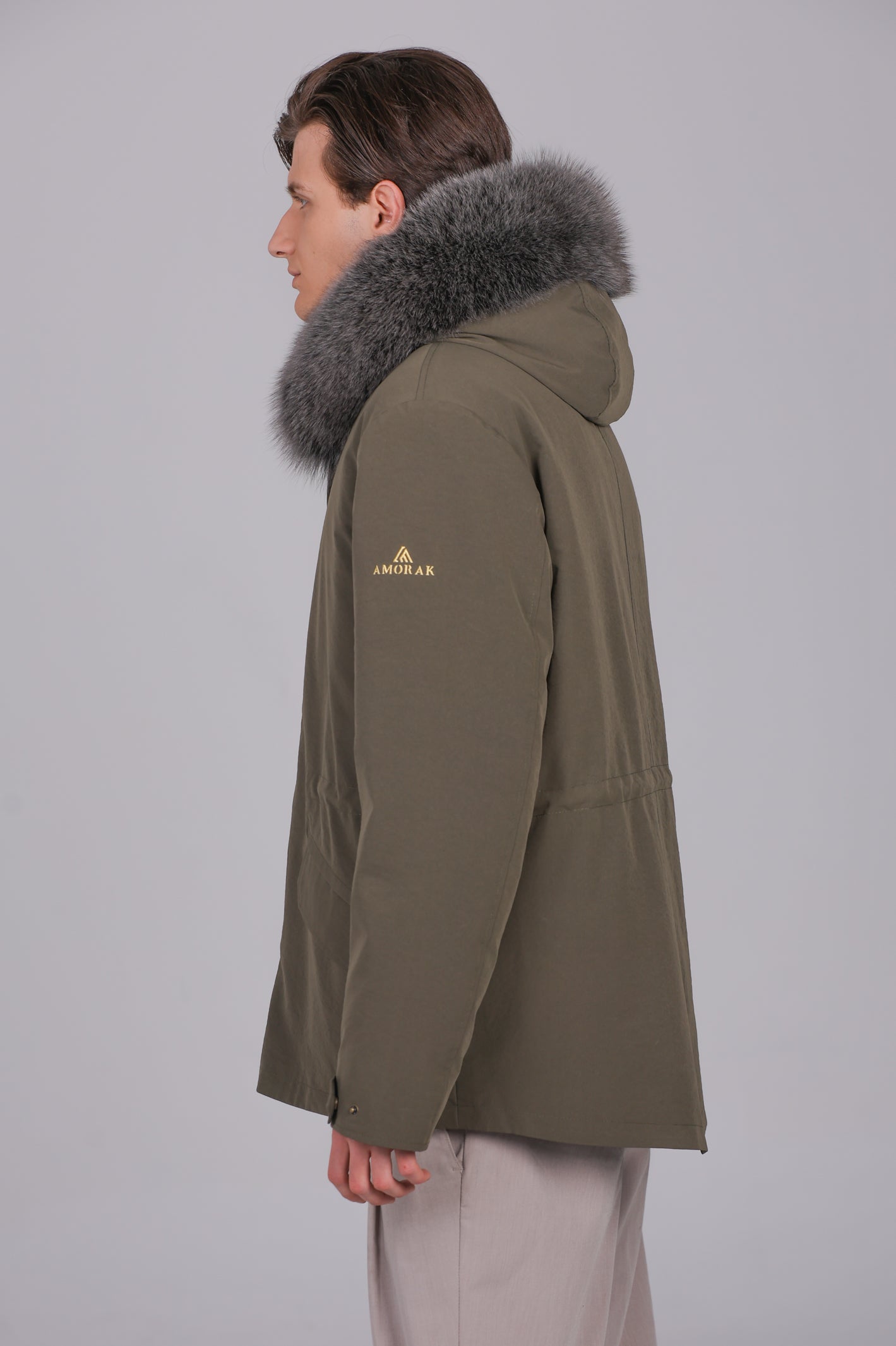 Short parka in waterproof fox and rex rabbit cotton blend