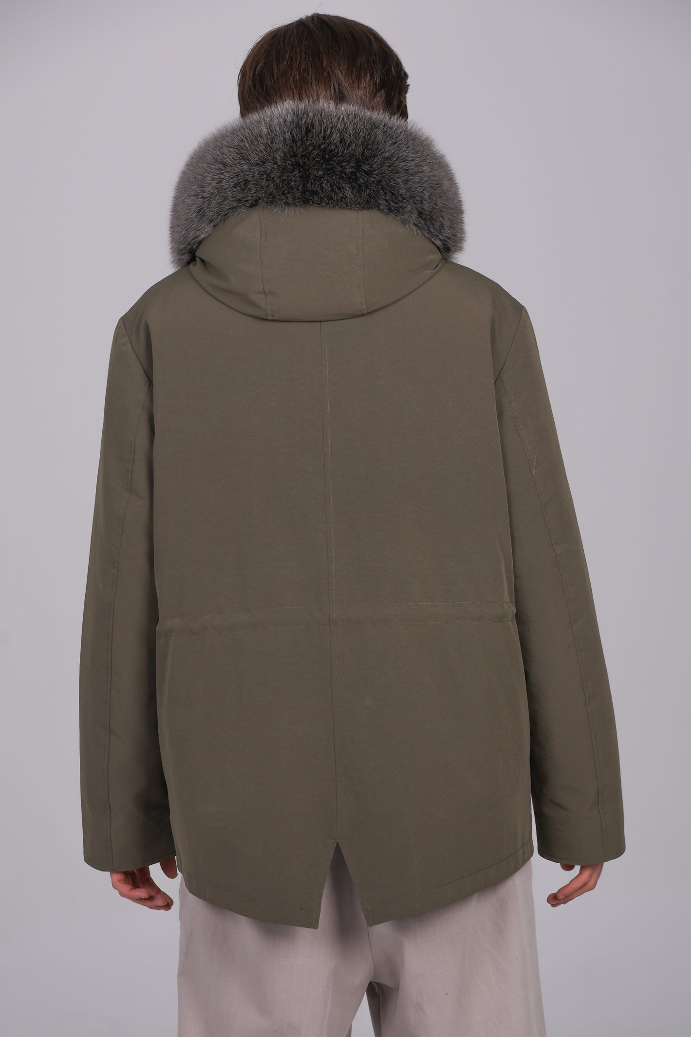 Short parka in waterproof fox and rex rabbit cotton blend